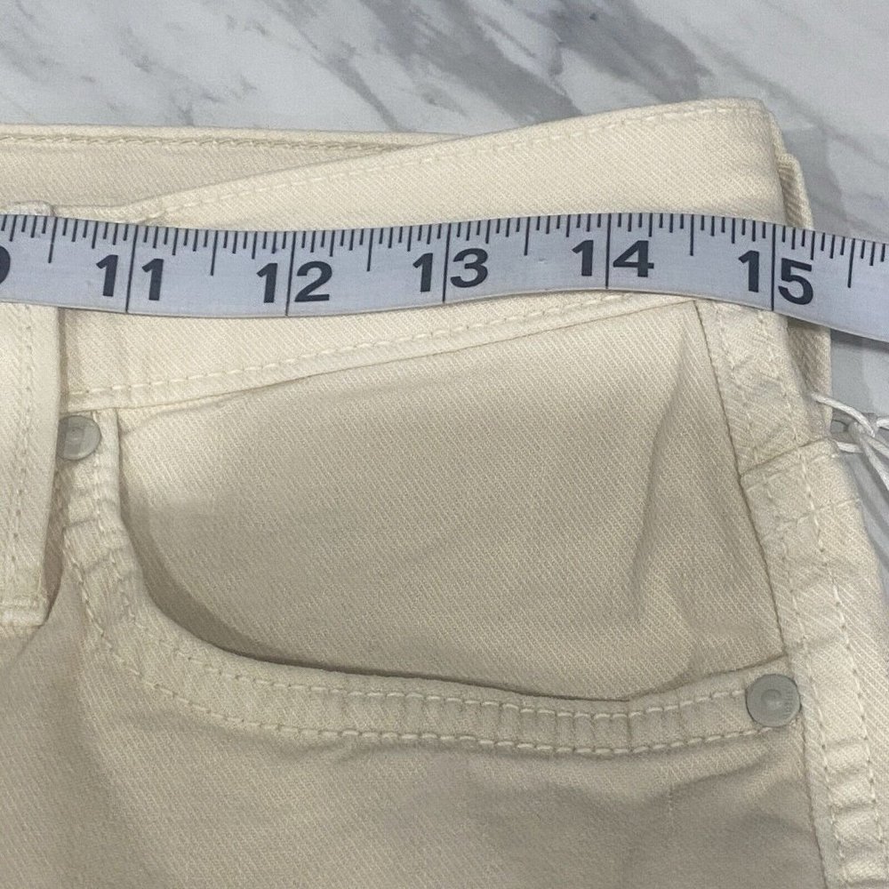 NWT Mother High Waisted Rascal Ankle Fray in Chalk It Up Ivory Stretch Jeans 30 - Picture 5 of 12